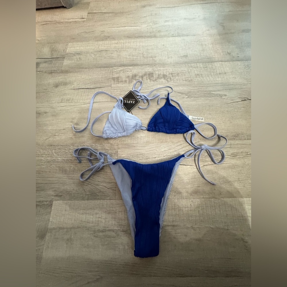 Zaful Blue String Bikini Swimwear